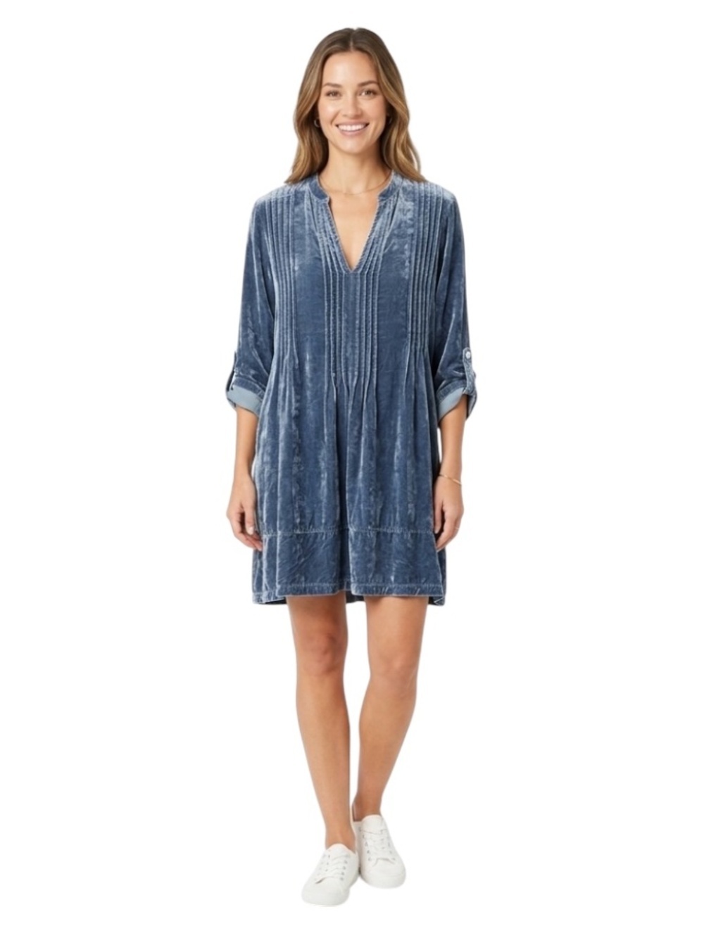 CP Shades Regina Crushed Velvet Tunic Dress Sz S Blue Whimsigoth Dark Romantic